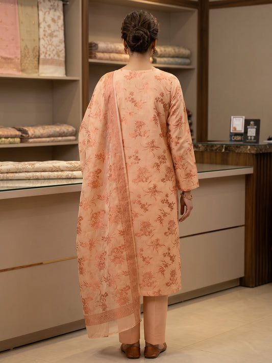 Elegant 3-Piece Pure Silk Suit | Barosha Dupatta & Plain Trouser
