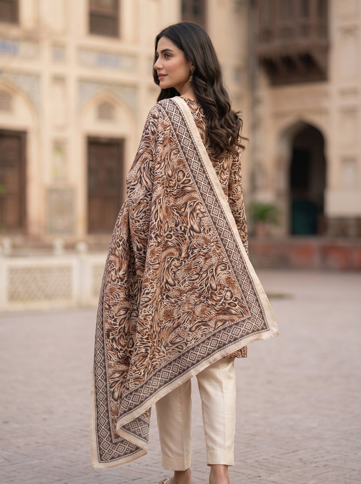 3 Piece Unstitched Printed Shamoz Silk Ensemble