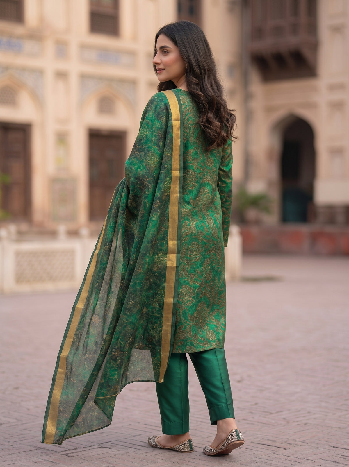 Premium Three-Piece Unstitched Shamoz Silk Outfit