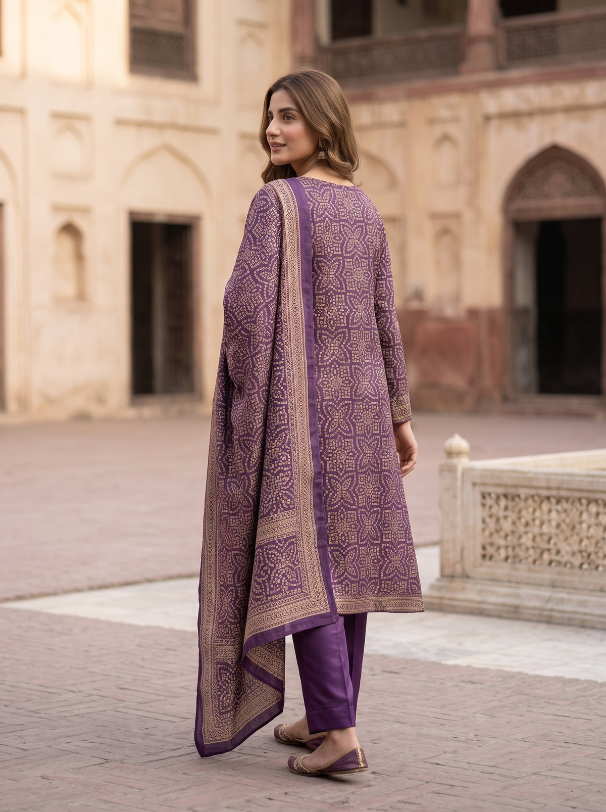 Unstitched Printed Shamoz Silk Three-Piece Garment
