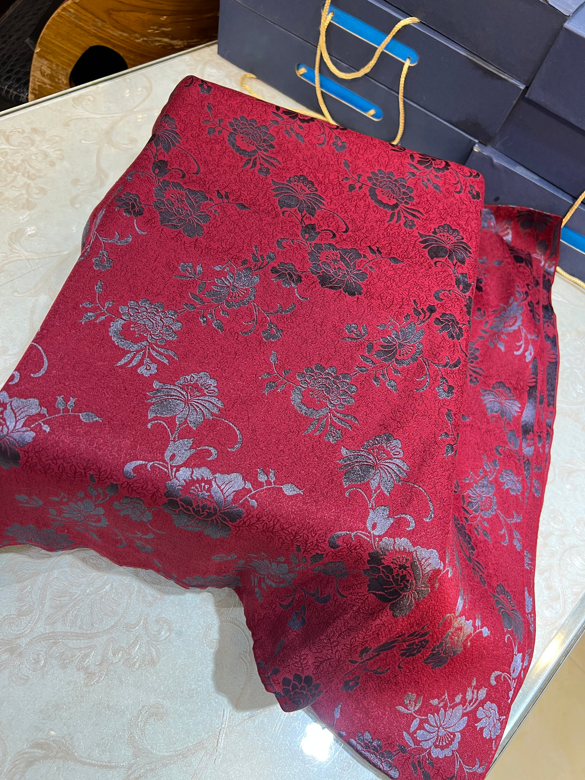 Traditional China Pati Silk Party Wear | 3-Piece Unstitched