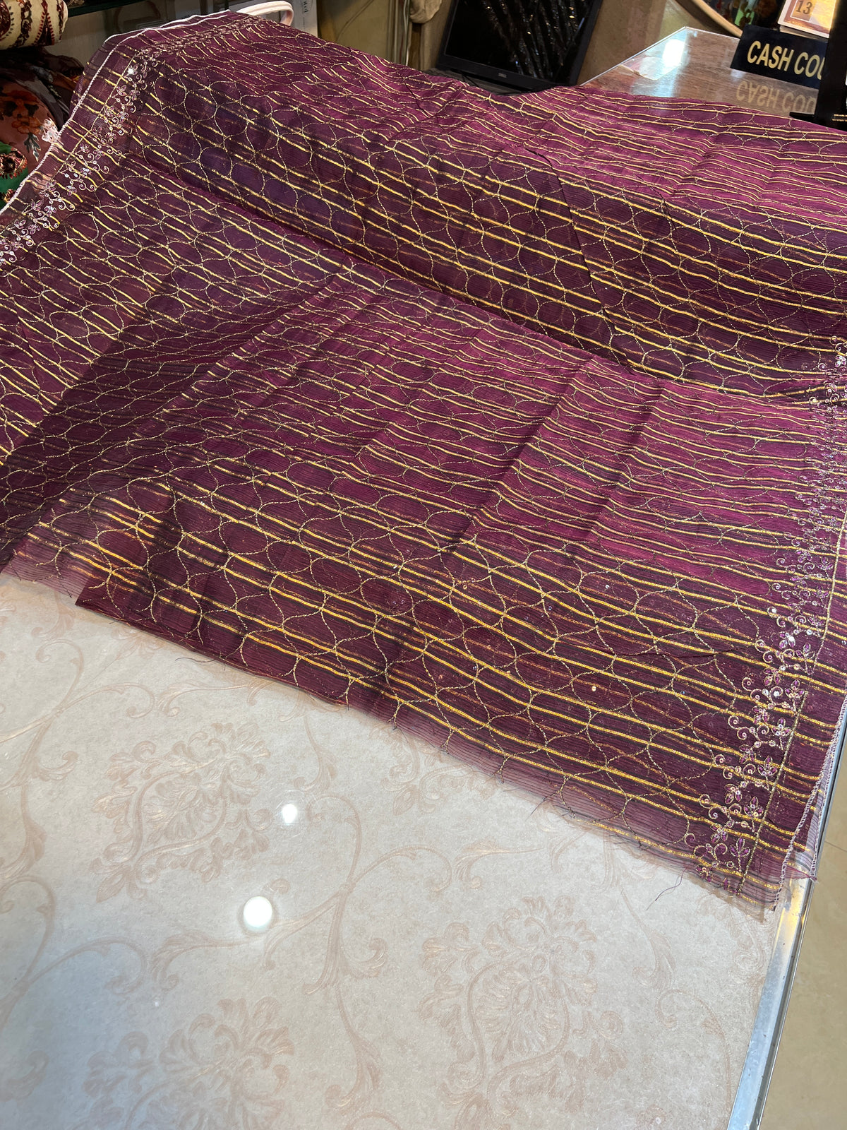 Embroidered Style Unstitched Zari Cotton Net 3 Piece with Plain Silk Trouser