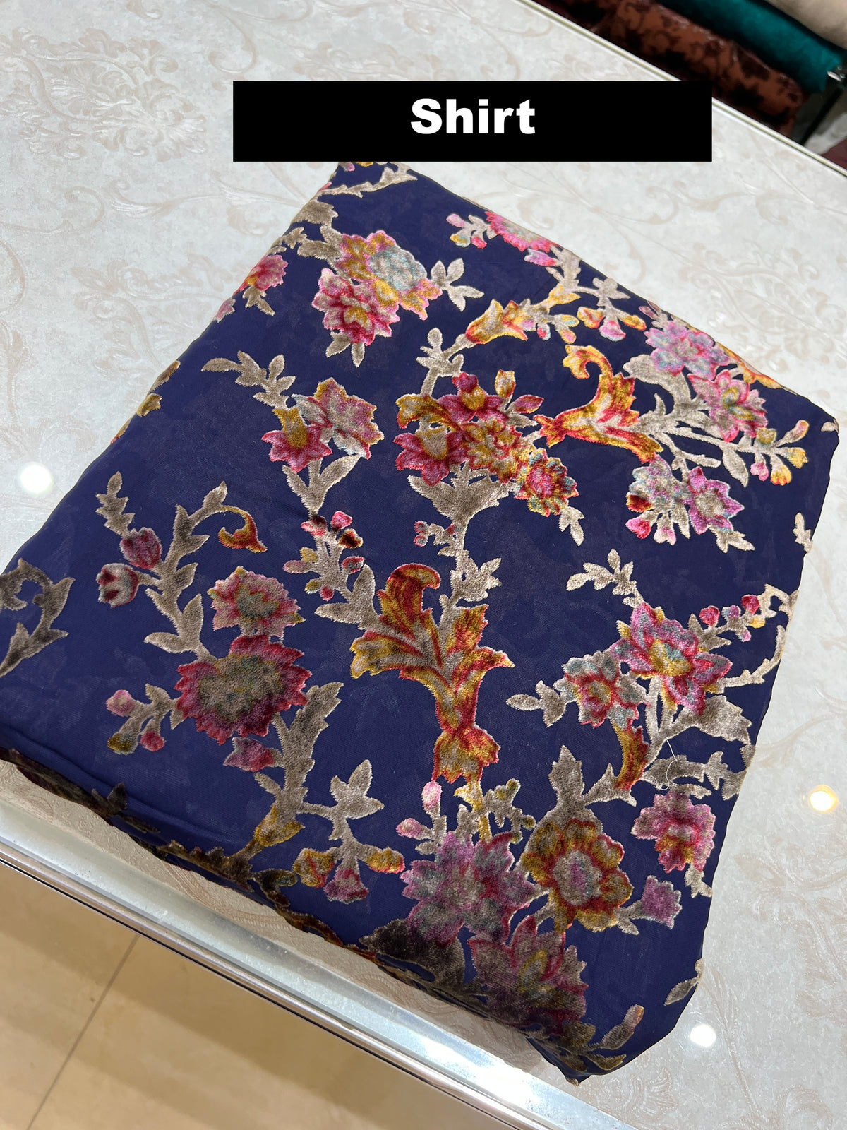 3-Piece Unstitched Palachi Suit – Navy Blue