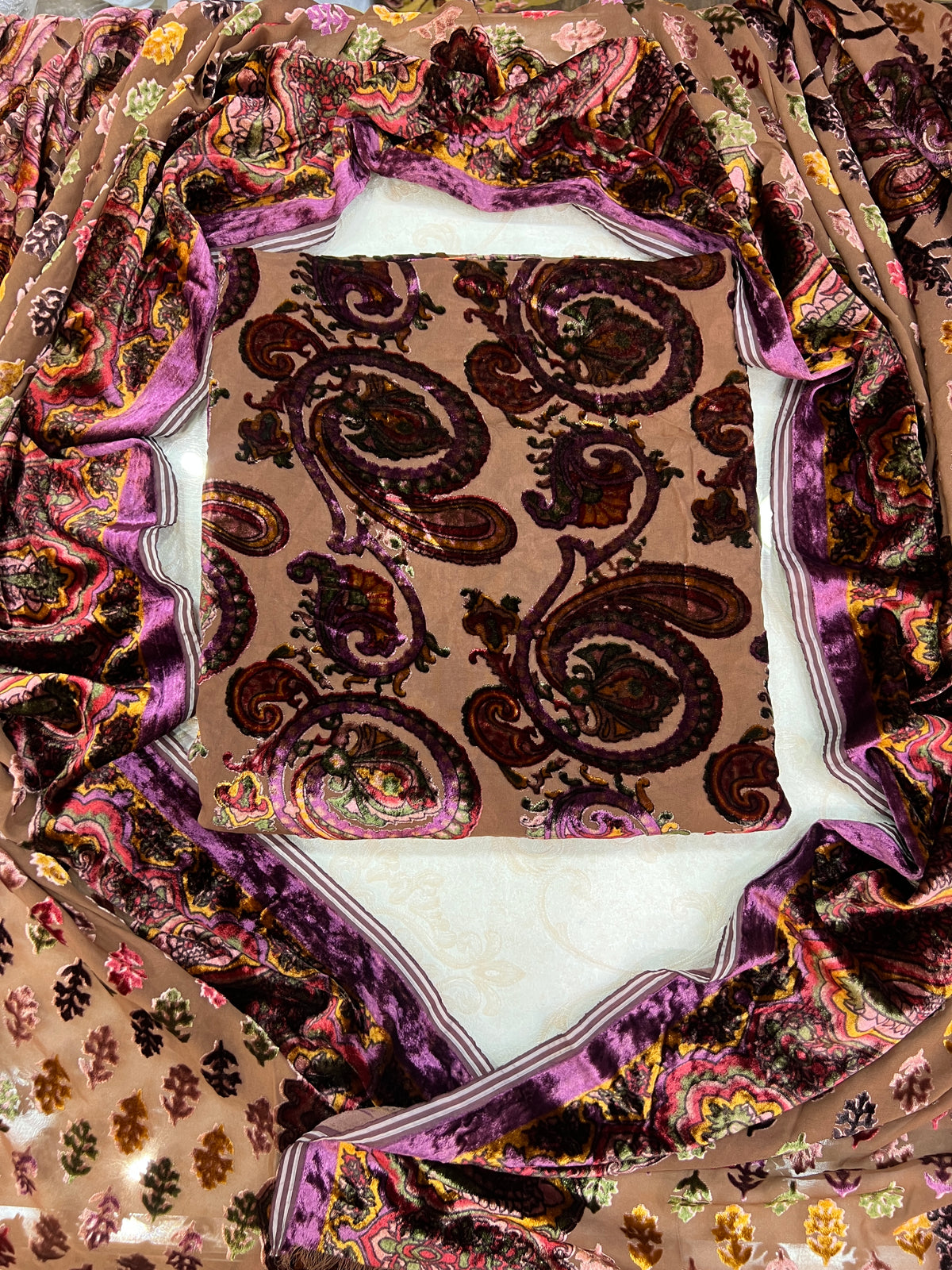 Unstitched Palachi Shirt & Dupatta with Plain Silk