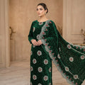 Emerald Green Embroidered Palachi 3 Piece Unstitched Suit