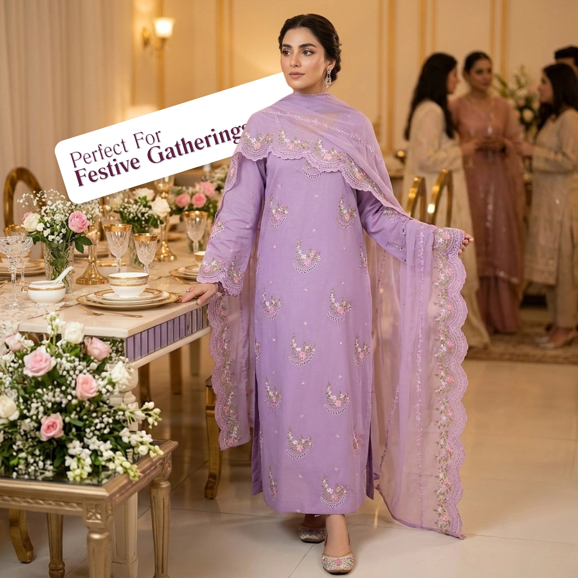 Lavender Bloom – 3 Piece Unstitched Lawn Suit with Chiffon Dupatta