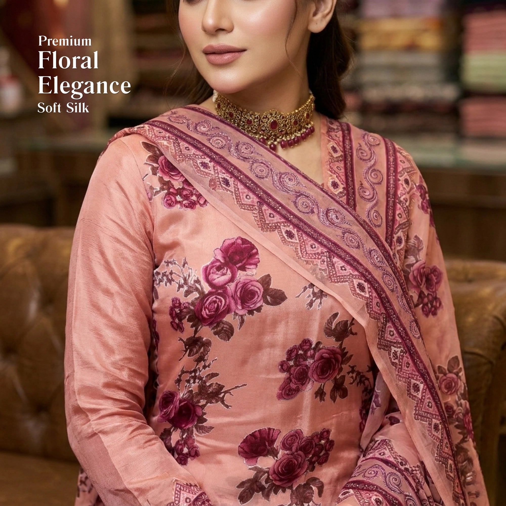 Blush Rose Pink – 3 Piece Unstitched Barosha Silk Suit