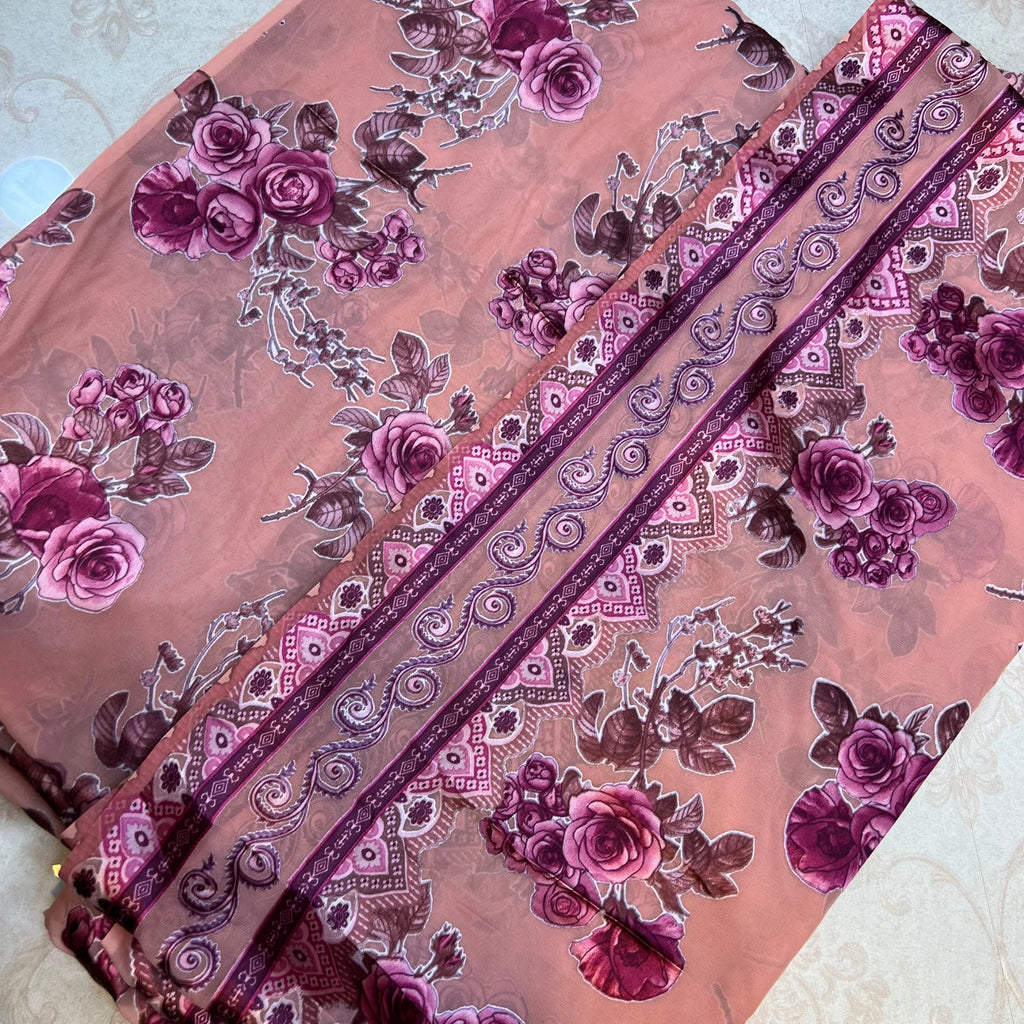 Blush Rose Pink – 3 Piece Unstitched Barosha Silk Suit
