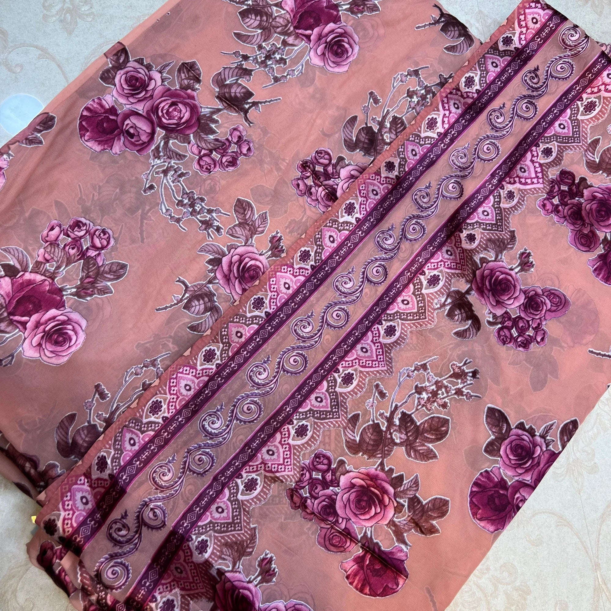 Blush Rose Pink – 3 Piece Unstitched Barosha Silk Suit