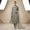Mint Ivory Floral Barosha Silk 3 Piece Unstitched Suit