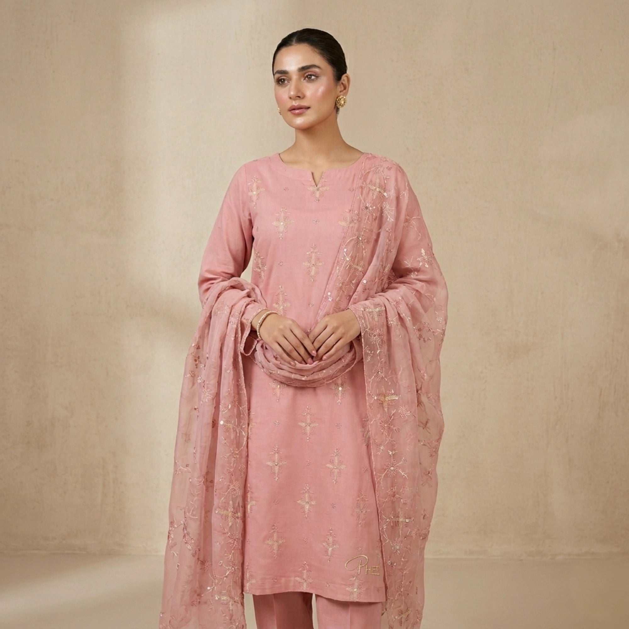 Blush Pink Embroidered Lawn 3 Piece Unstitched Suit