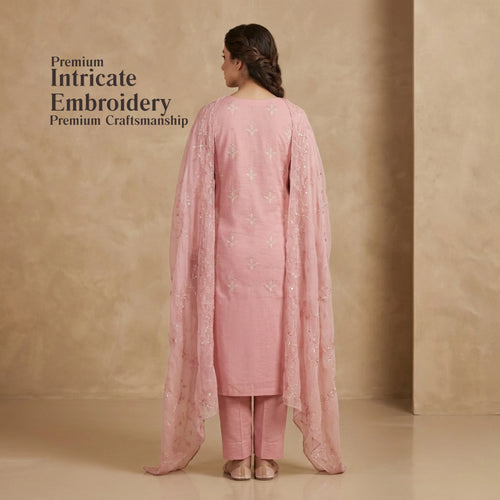 Blush Pink Embroidered Lawn 3 Piece Unstitched Suit