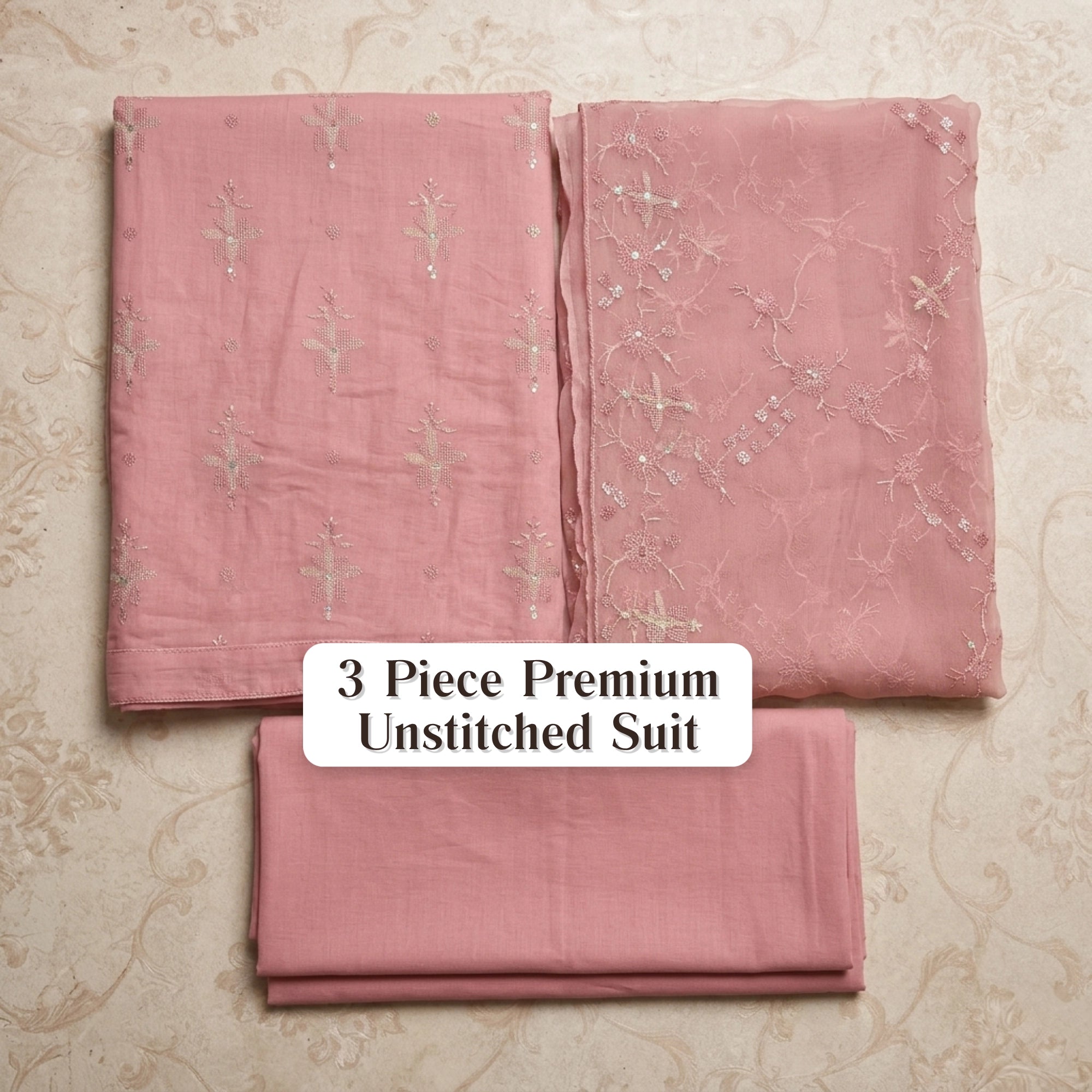 Blush Pink Embroidered Lawn 3 Piece Unstitched Suit