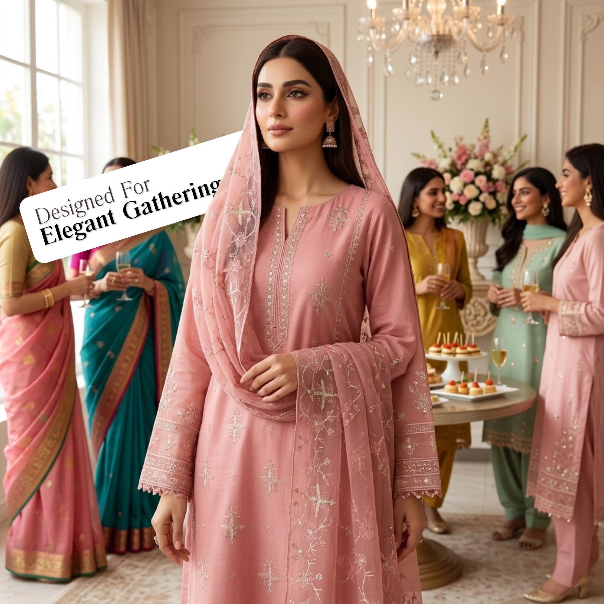 Blush Pink Embroidered Lawn 3 Piece Unstitched Suit