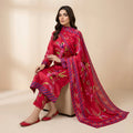 Red Barosha Silk 3 Piece Unstitched Suit Pakistan
