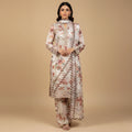 Barosha Silk Floral 3 Piece Unstitched Suit – Off White | Insaf