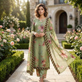 Sage Blossom Barosha Silk 3 Piece Unstitched Suit