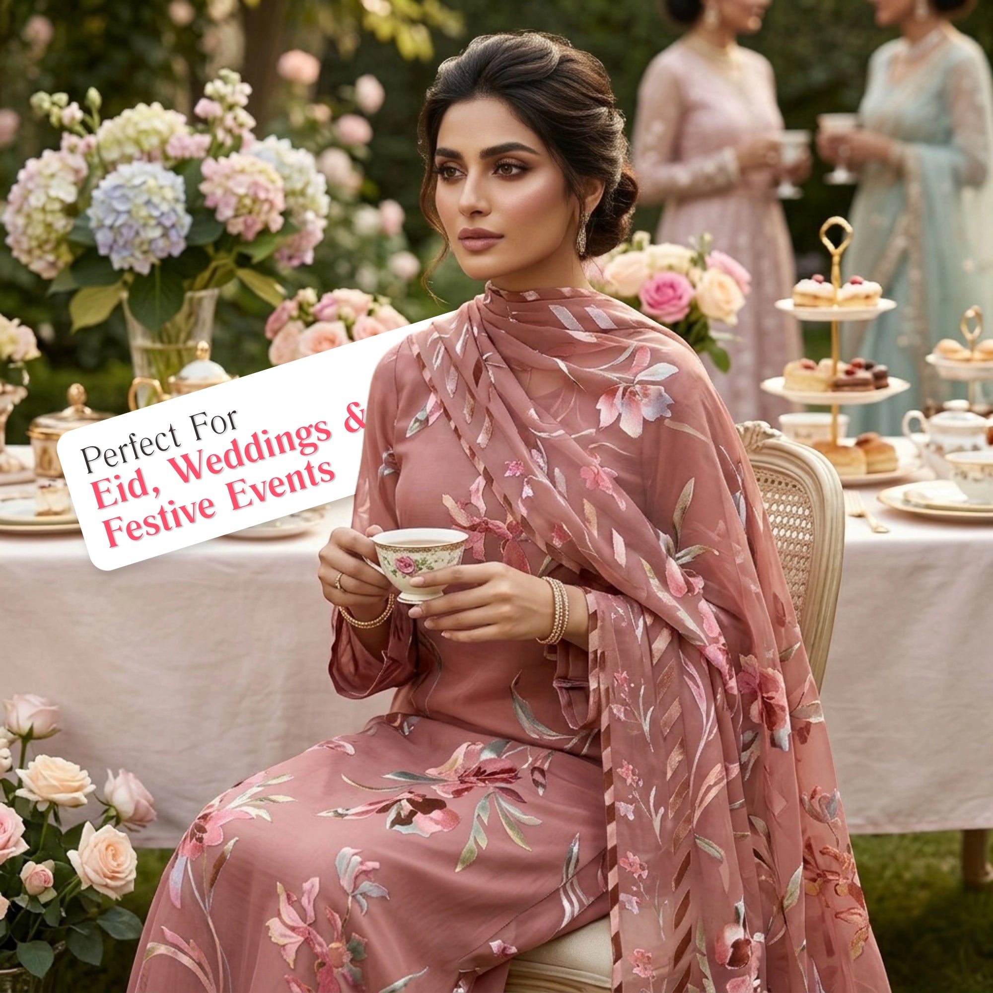 Dusty Rose Barosha Silk 3 Piece Unstitched Suit