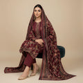 Maroon Palachi 3 Piece Unstitched Suit - Insaf Fabrics