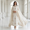 White Embroidered Ambose Silk Suit | 3 Piece Unstitched