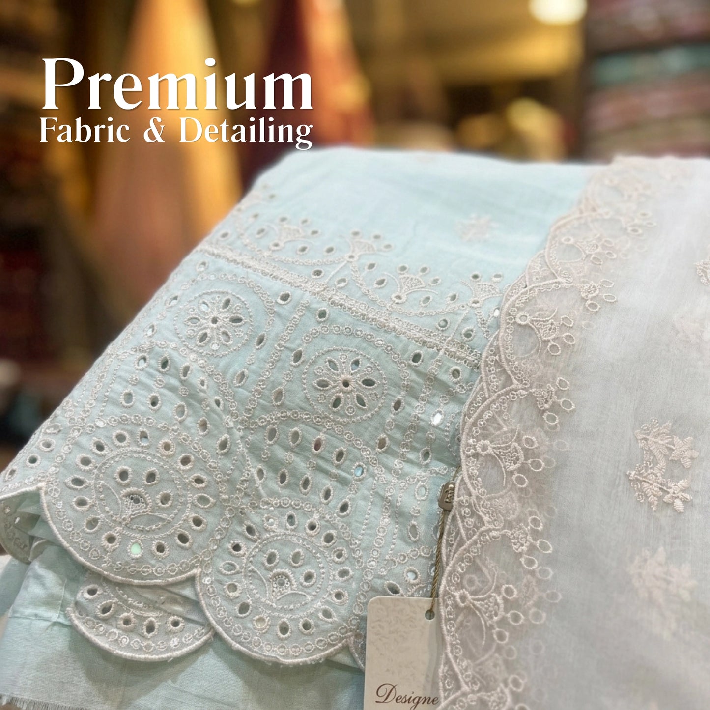 Mint Ivory Elegance – Embroidered Lawn 3 Piece Unstitched Suit