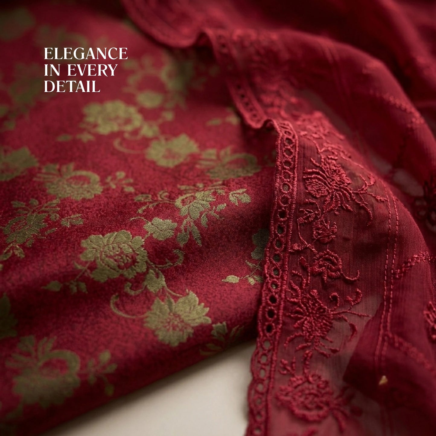 Ruby Royale Pure China Pati Silk 3 Piece Unstitched Suit