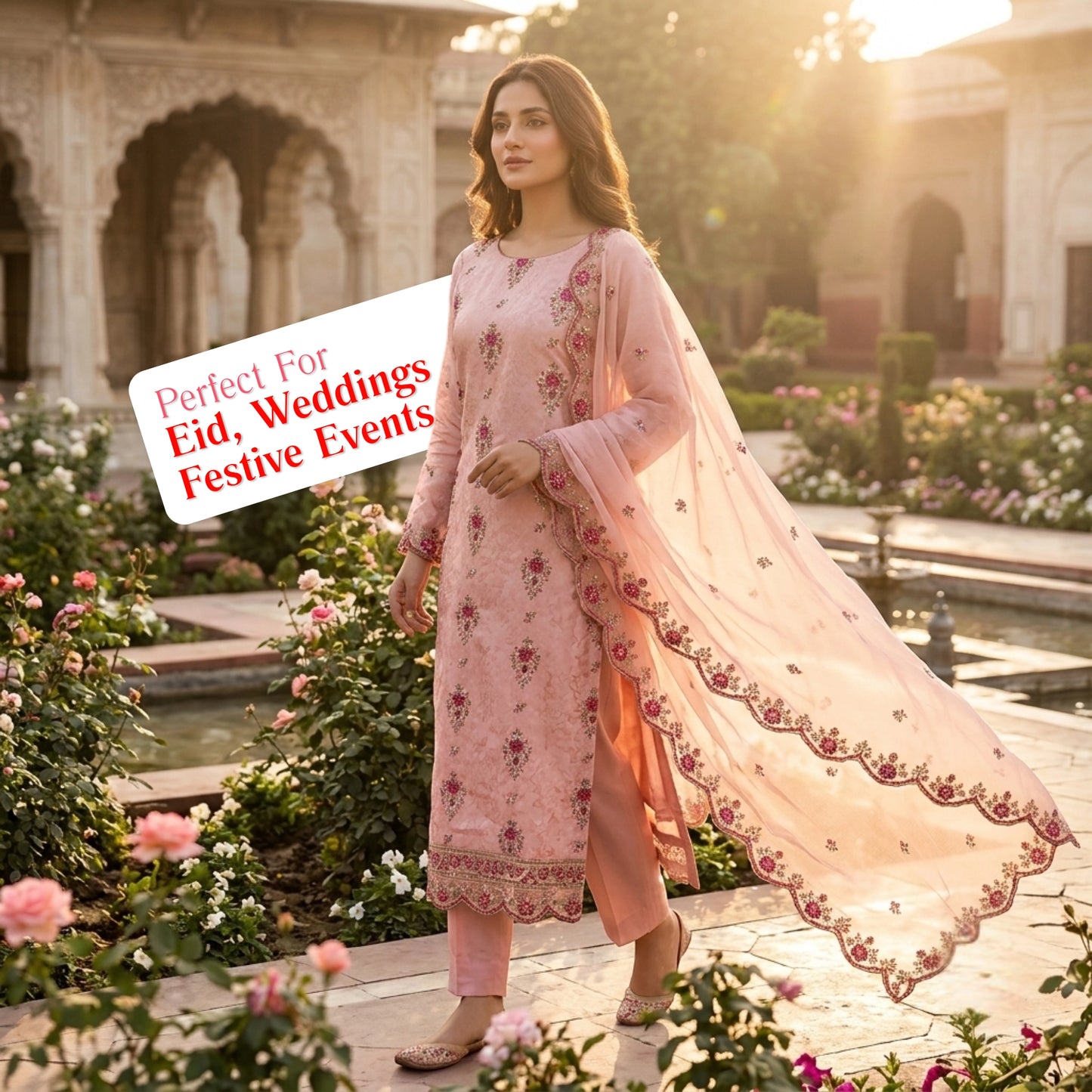 Rosewood Blush Luxury 3 Piece Unstitched Ambose Silk Suit