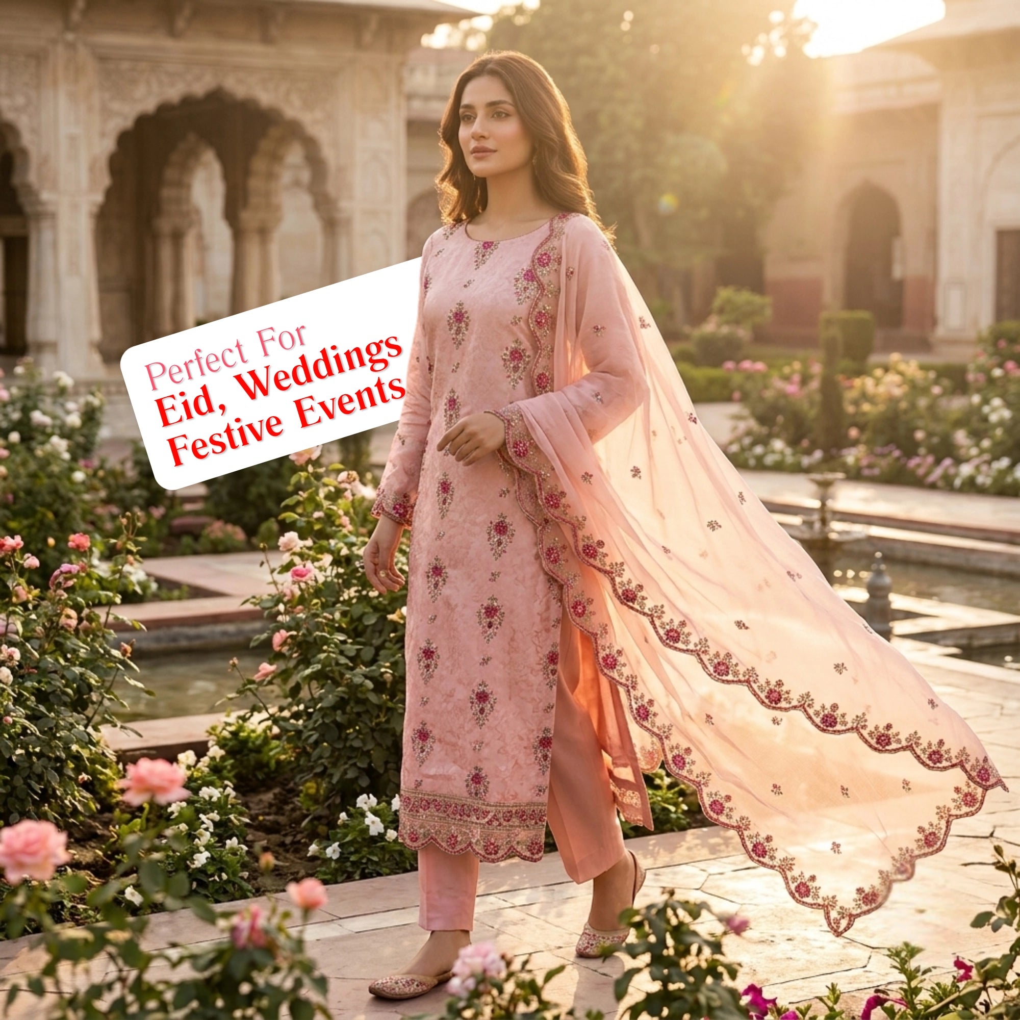 Rosewood Blush Luxury 3 Piece Unstitched Ambose Silk Suit