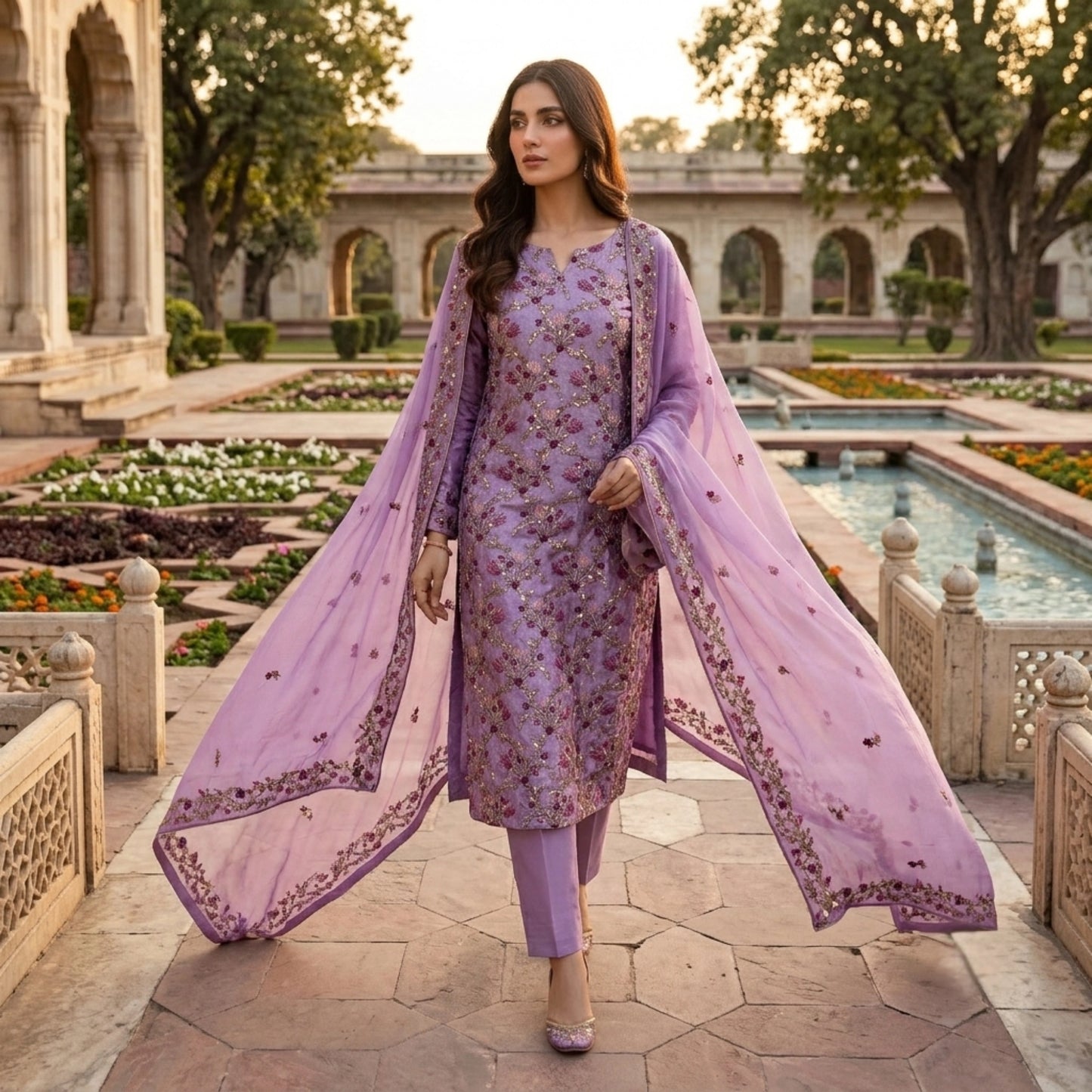 Lavender Royale – 3 Piece Unstitched Ambose Silk Suit