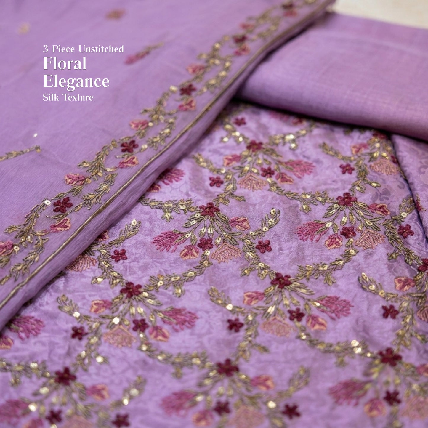 Lavender Royale – 3 Piece Unstitched Ambose Silk Suit