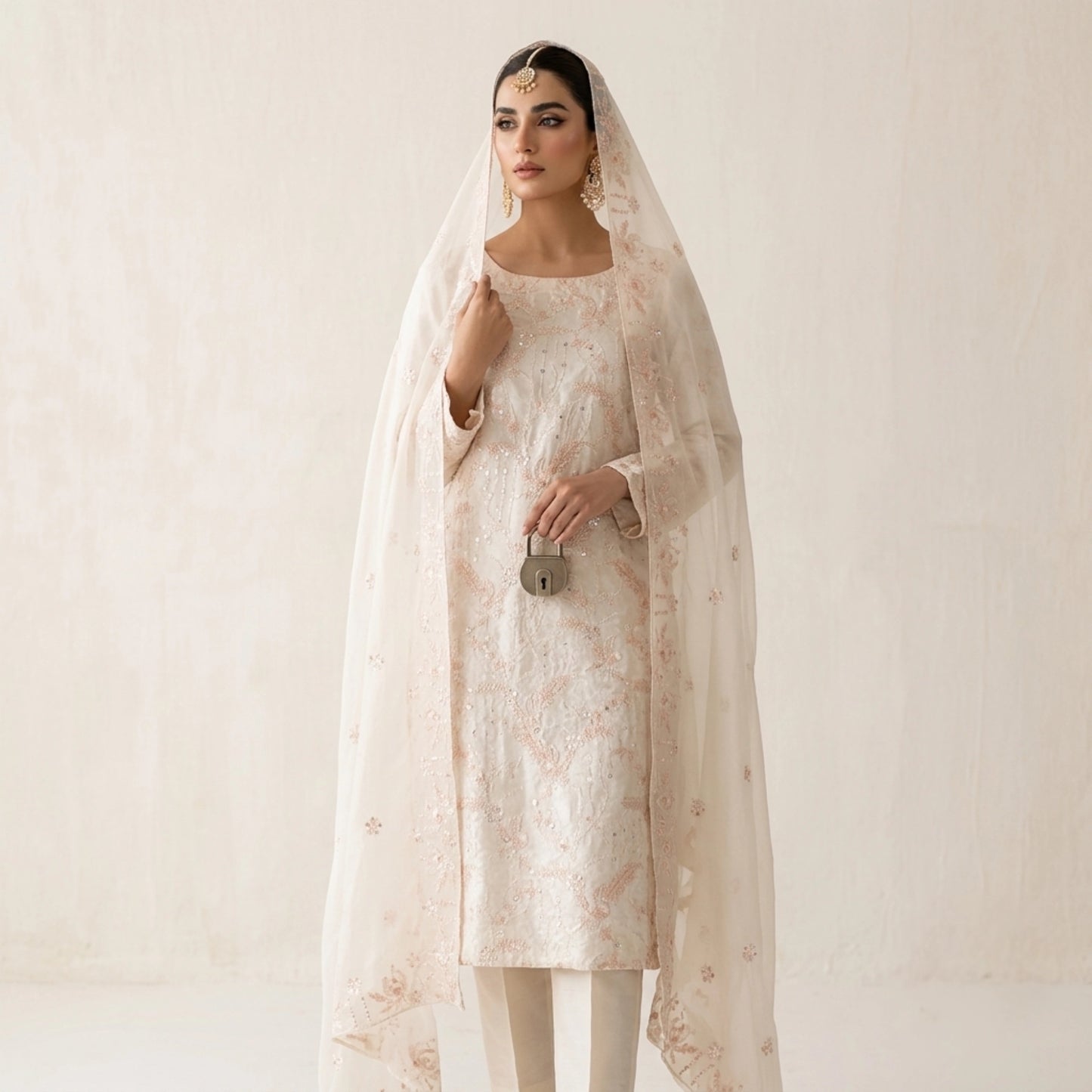 Ivory Pearl Luxe – 3 Piece Unstitched Ambose Silk Suit