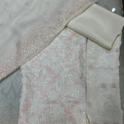 Ivory Pearl Luxe – 3 Piece Unstitched Ambose Silk Suit