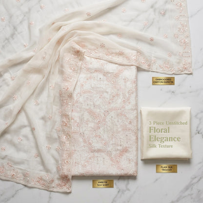 Ivory Pearl Luxe – 3 Piece Unstitched Ambose Silk Suit