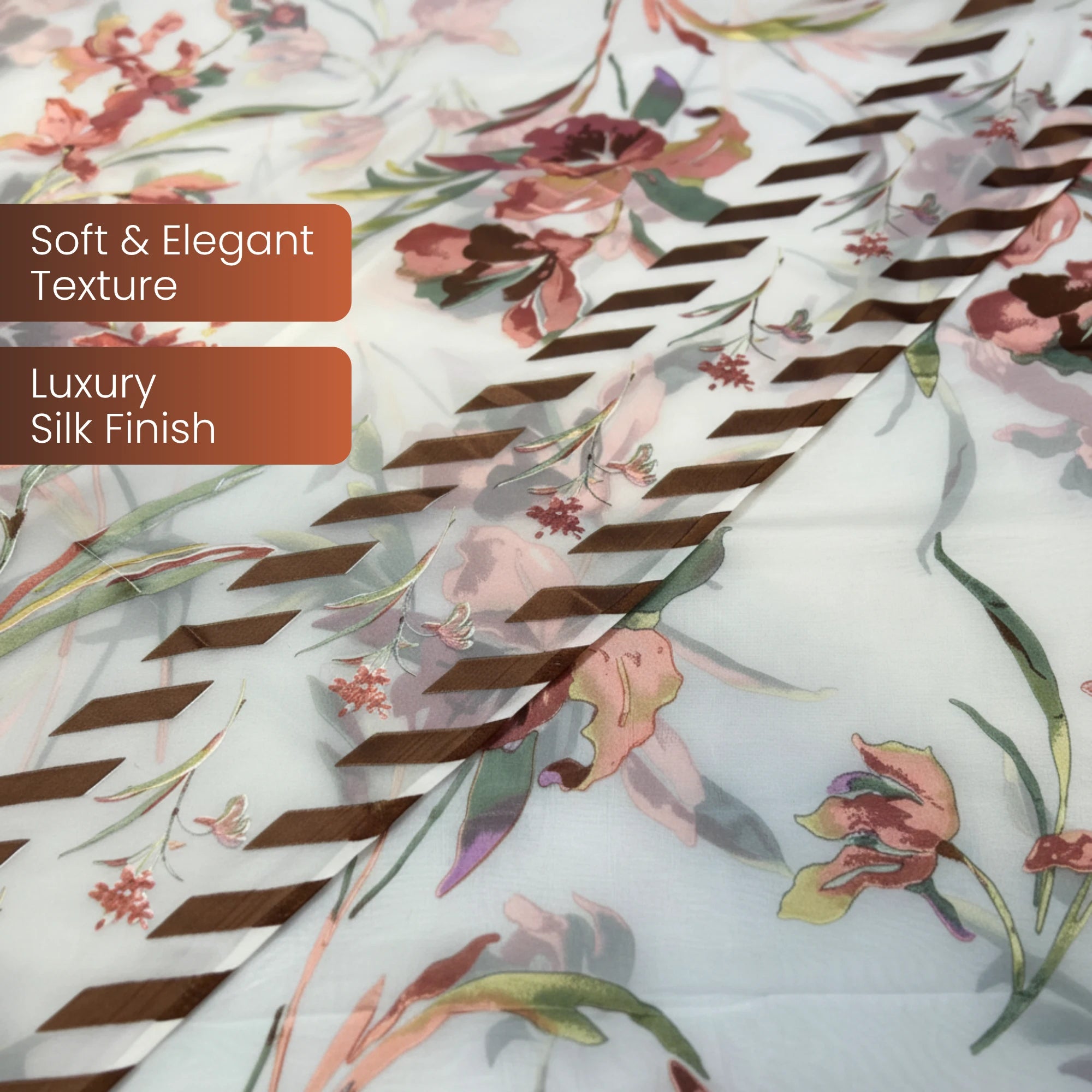 Barosha Silk Floral 3 Piece Unstitched Suit – Off White | Insaf