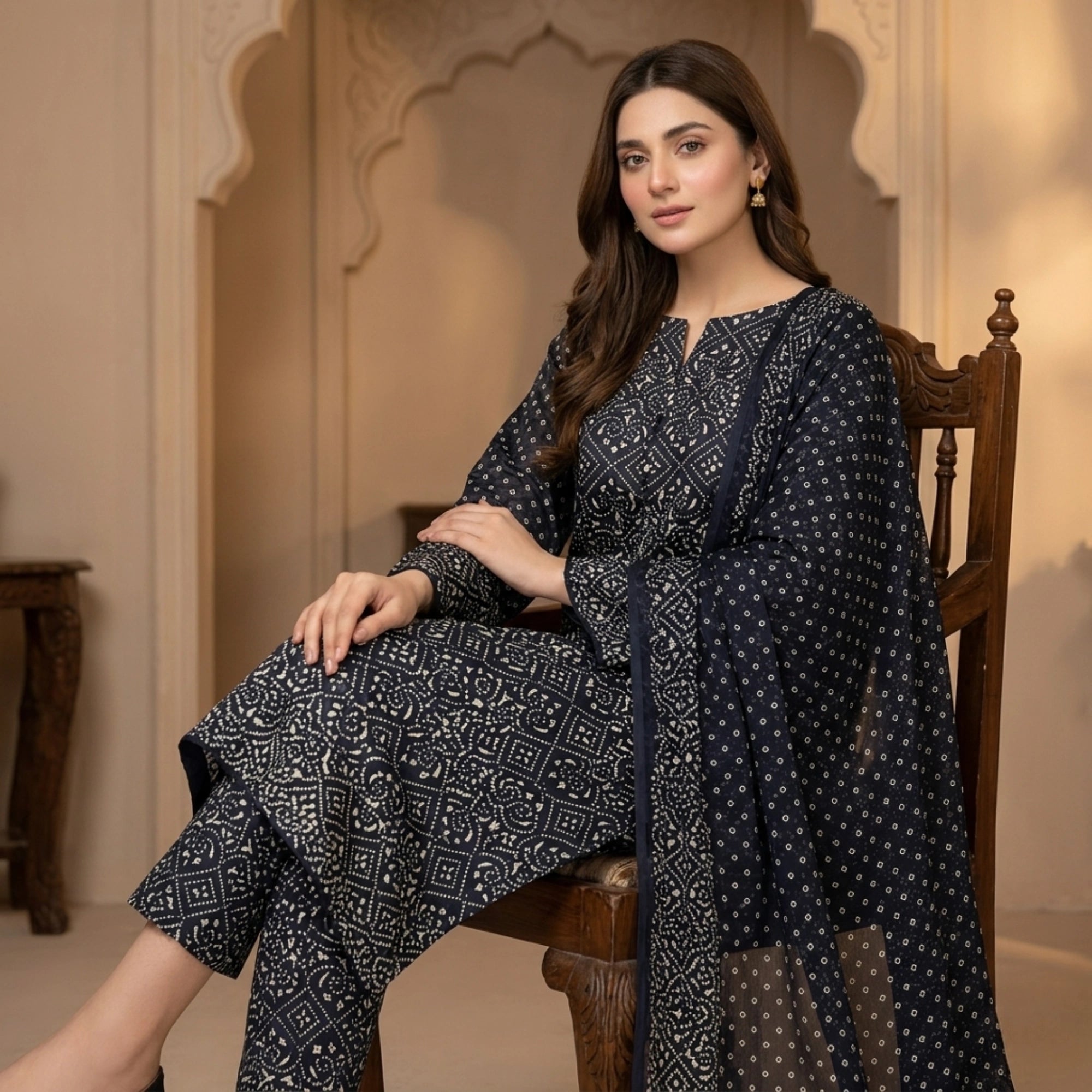 Black Ambose Silk 3 Piece Unstitched Suit - Insaf Fabrics