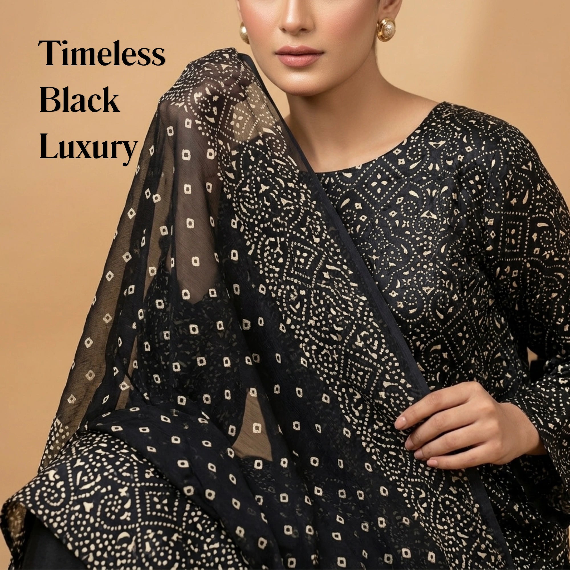 Black Ambose Silk 3 Piece Unstitched Suit - Insaf Fabrics