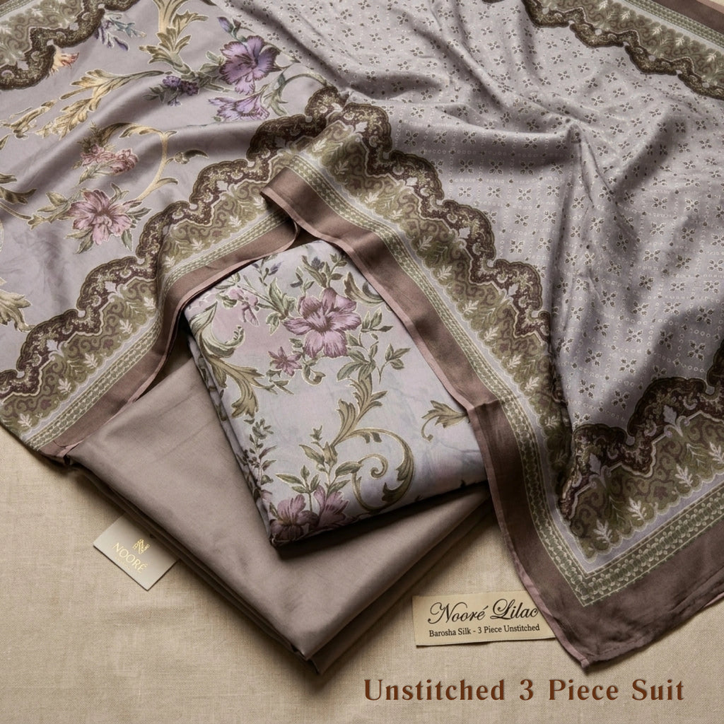 Nooré Lilac Barosha Silk 3 Piece Unstitched Suit