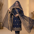 Midnight Blue 3 Piece Unstitched Lawn Chiffon Suit