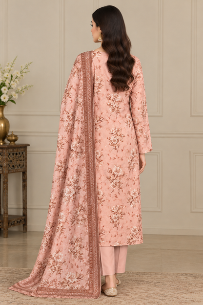 Classic 3 Piece Unstitched Printed Silk Attire