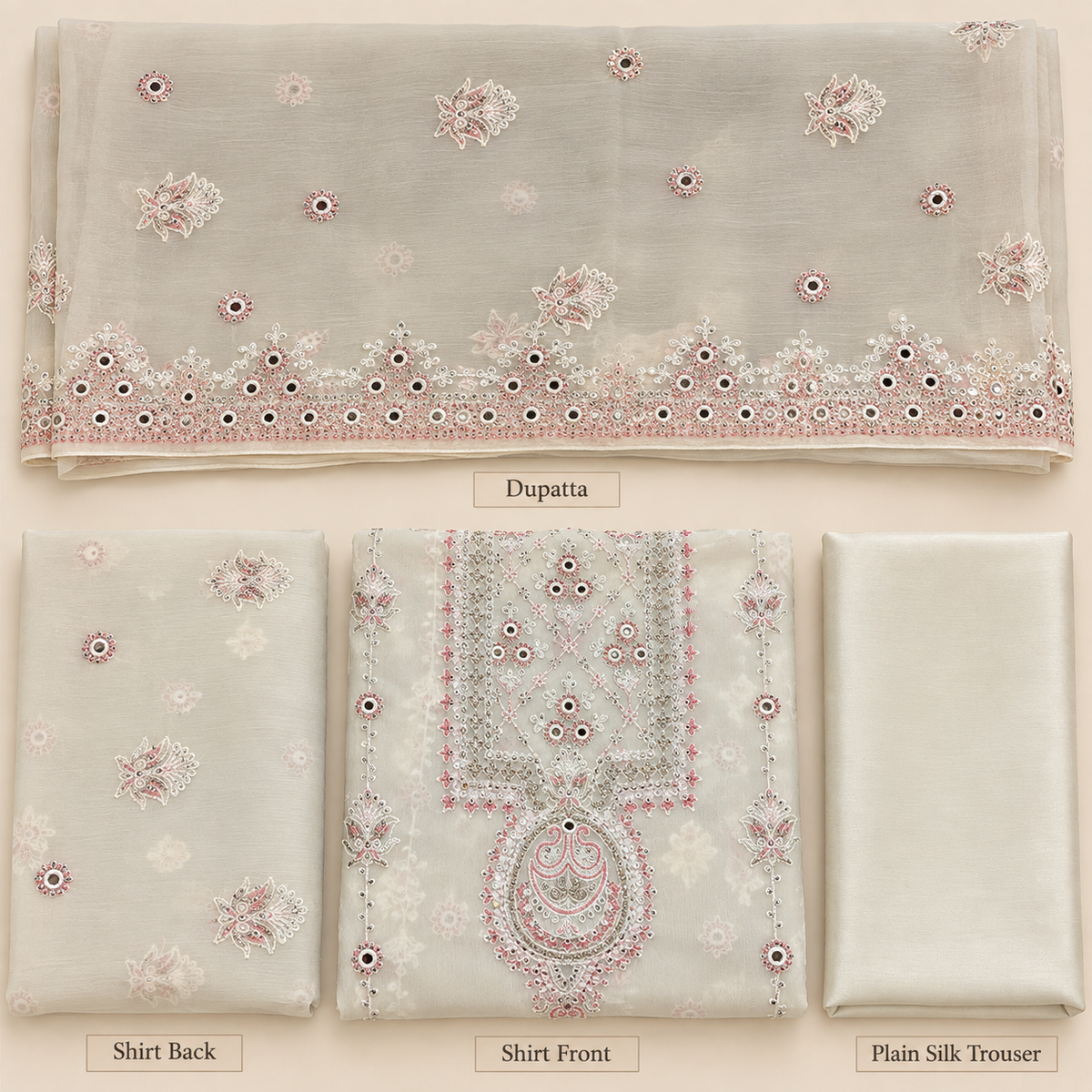 Ivory Embroidered Chiffon 3 Piece Unstitched Suit