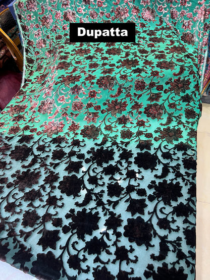 Classic Unstitched Palachi Suit: 2.5m Shirt & Dupatta