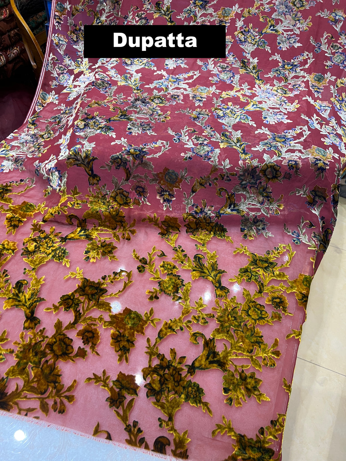 Luxury Palachi Shirt & Dupatta with Plain Silk Bottom