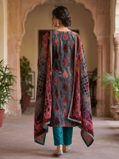 Classic Paisley Palachi Suit with Matching Silk Bottom