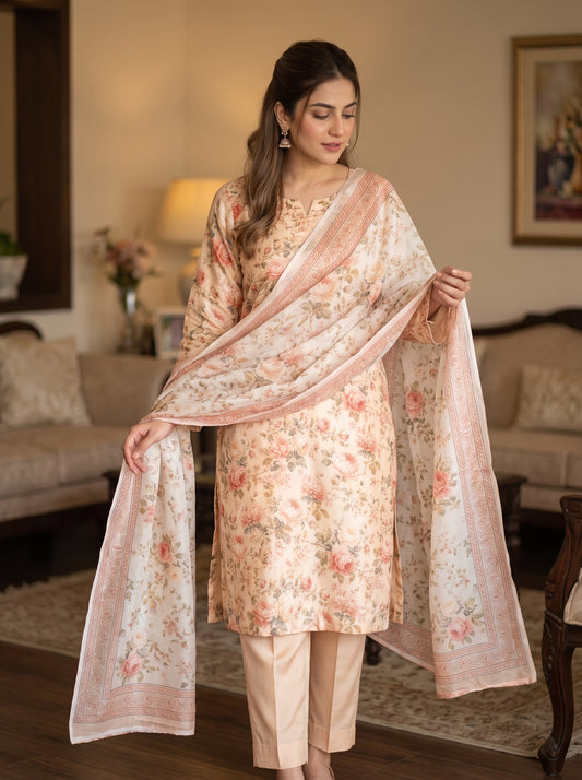 Luxury 3 Piece Unstitched Silk Attire