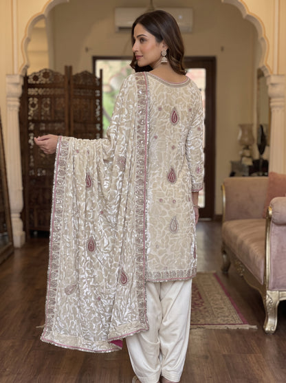 Festive Wear Suit with Silver Sequin Edging
