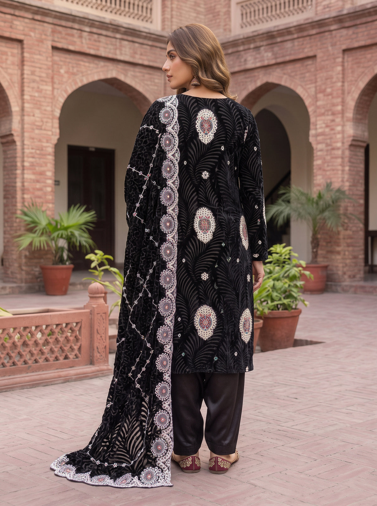 Black Embroidered 3 Piece Unstitched Suit | Luxury Formal Wear