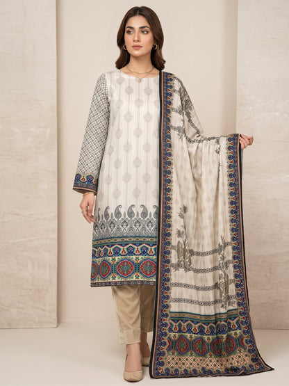 Luxurious 3-Piece Unstitched Micro Phoenix Print Velvet Suit for Women - Complete Fabric Set