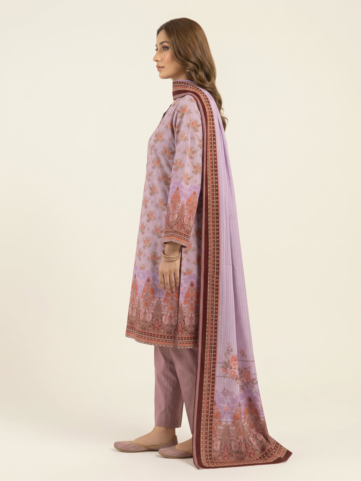 Premium 3-Piece Unstitched Micro Phoenix Print Velvet Suit | Women's Winter Collection