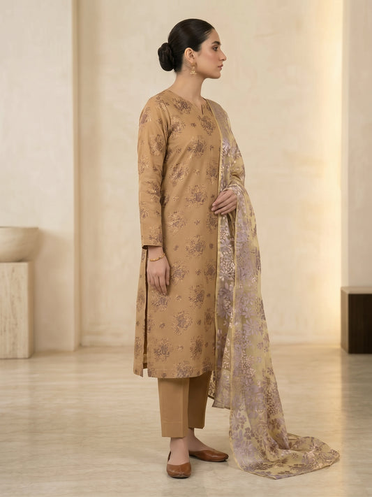 Festive Unstitched Silk Suit | 3-Piece Formal Wear