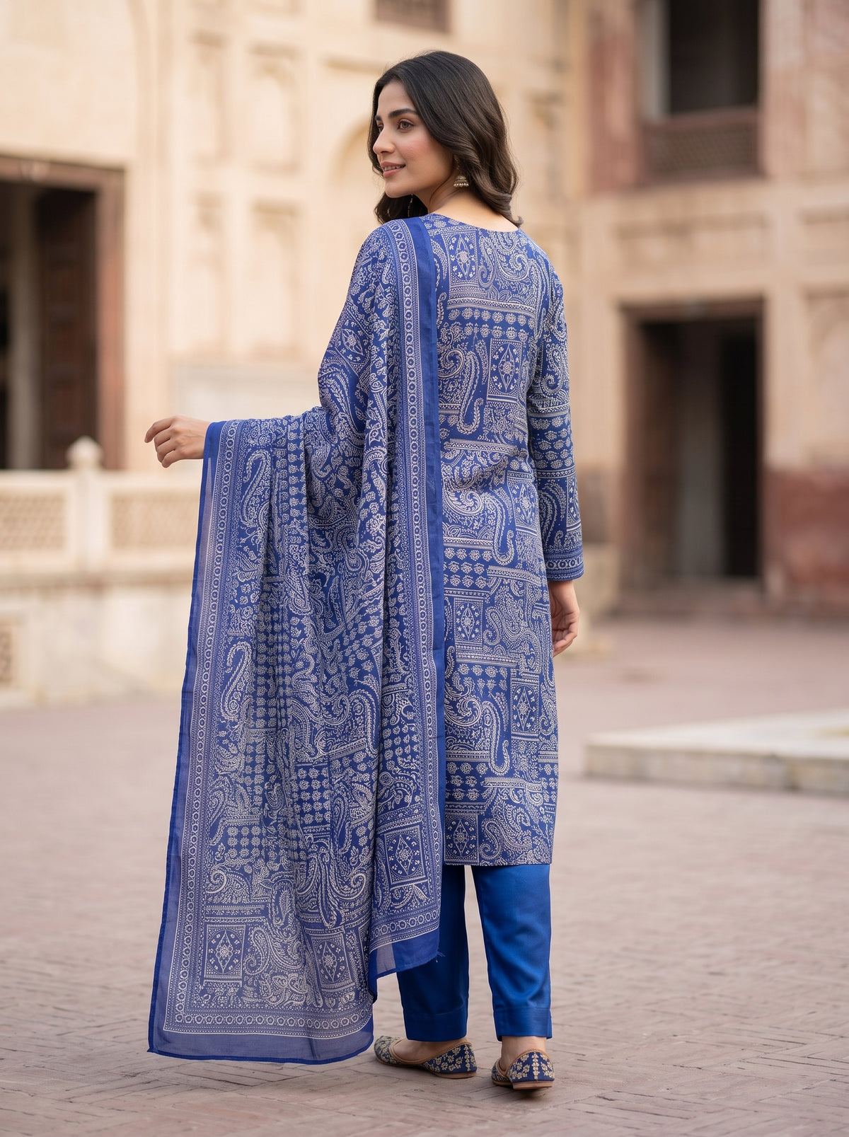 3 Piece Unstitched Printed Silk Dress